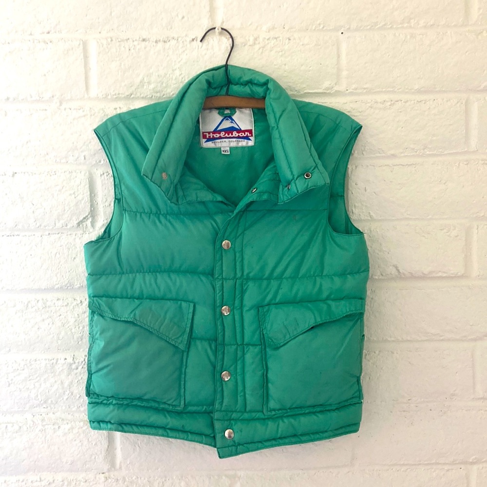 Vintage 1970s Holubar Mint Green Down Puffer Vest